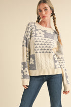 Mixed Knit Patchwork Sweater - Heather Grey