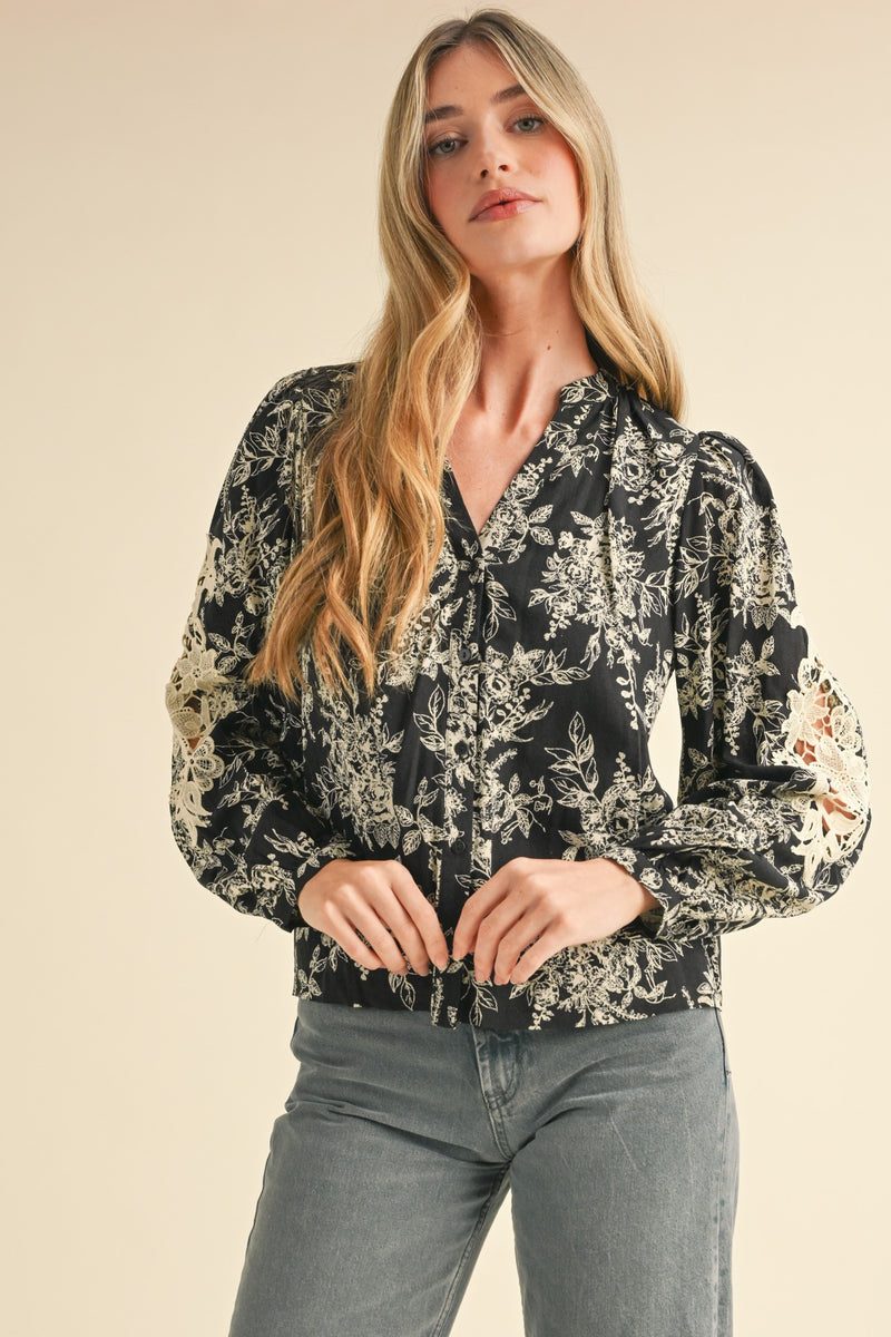 Floral Print Button Down Top