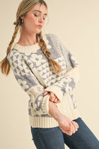 Mixed Knit Patchwork Sweater - Heather Grey