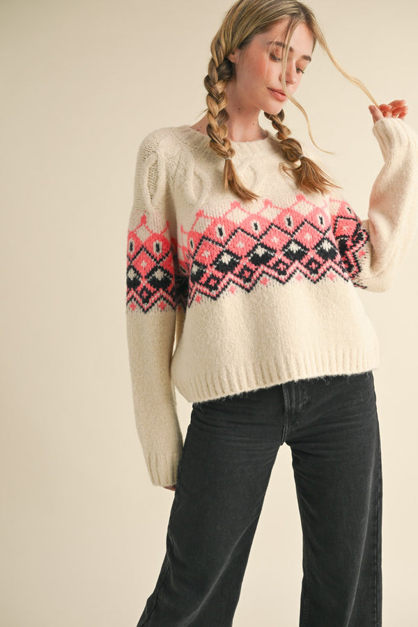 Cable Knit Fair Isle Sweater