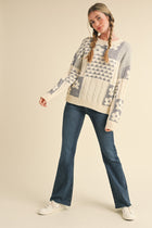 Mixed Knit Patchwork Sweater - Heather Grey