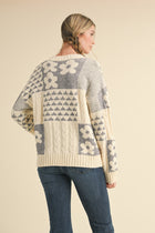 Mixed Knit Patchwork Sweater - Heather Grey