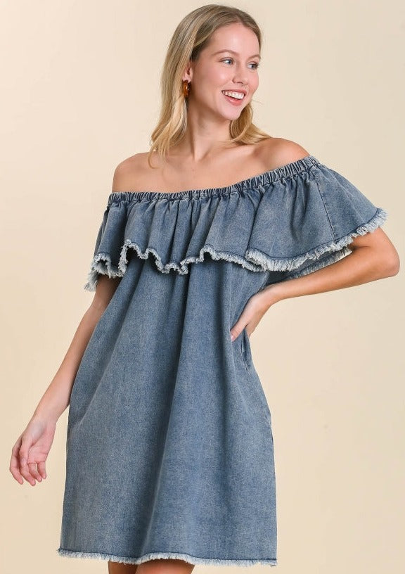 Off Shoulder Denim Dress