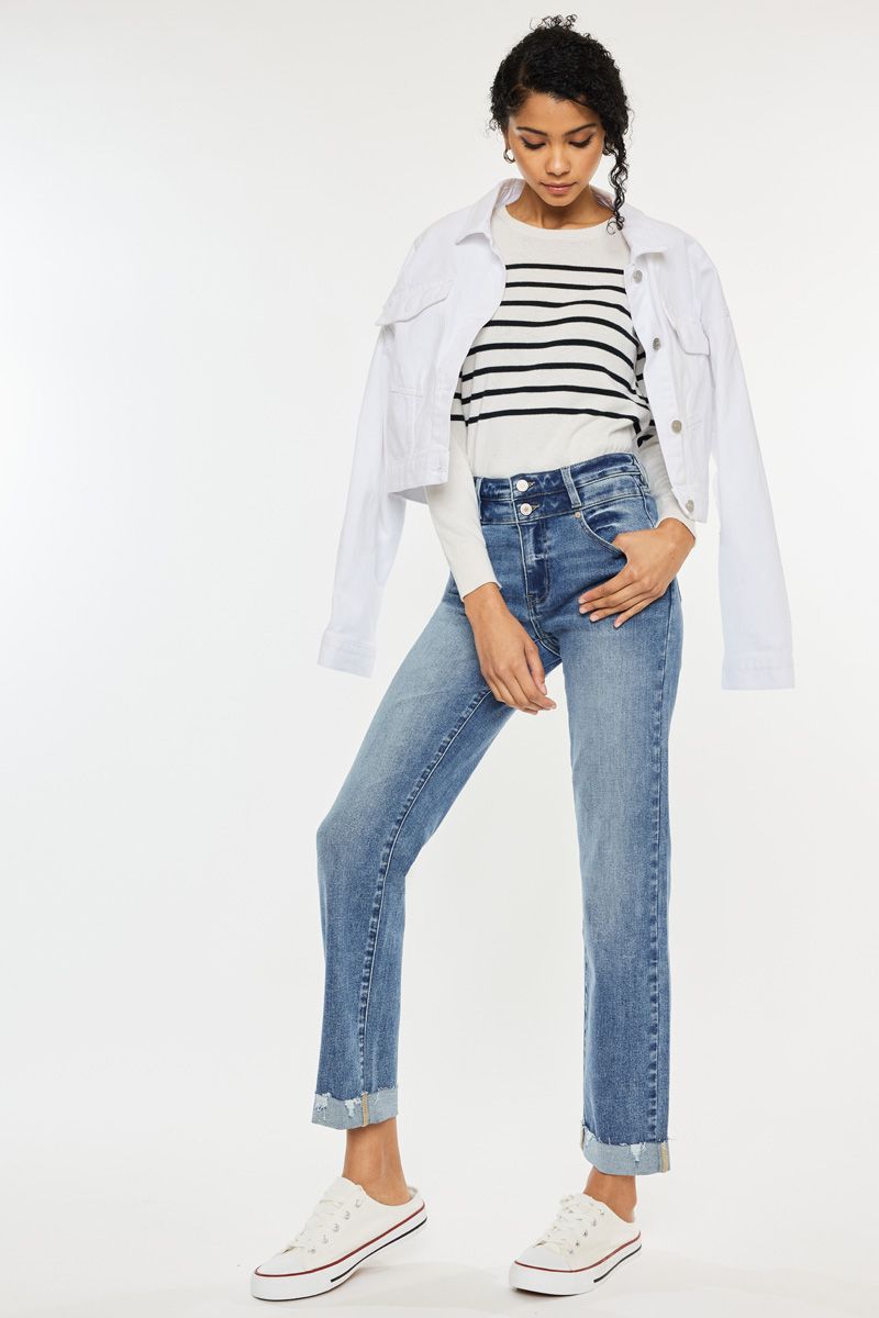 Julia Cuffed Slim Straight Leg Jeans