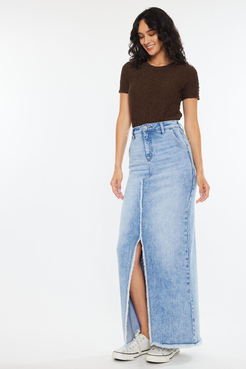 Stella High Rise Denim Maxi Skirt