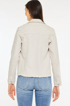 Frayed Hem Denim Jacket - Taupe