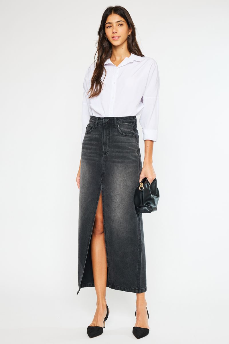 Reese 90's Denim Maxi Skirt - Washed Black