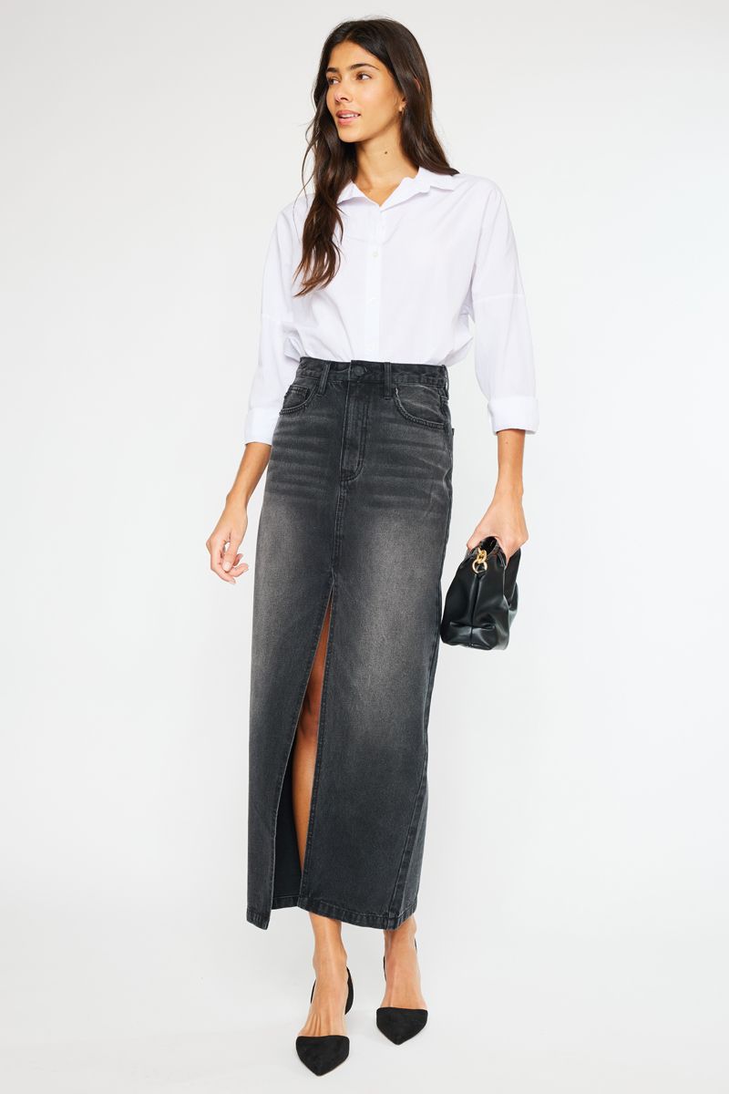 Reese 90's Denim Maxi Skirt - Washed Black