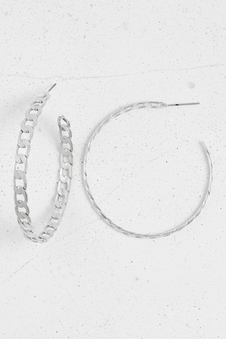 Curb Chain Hoops - Silver – shop hey daisy!