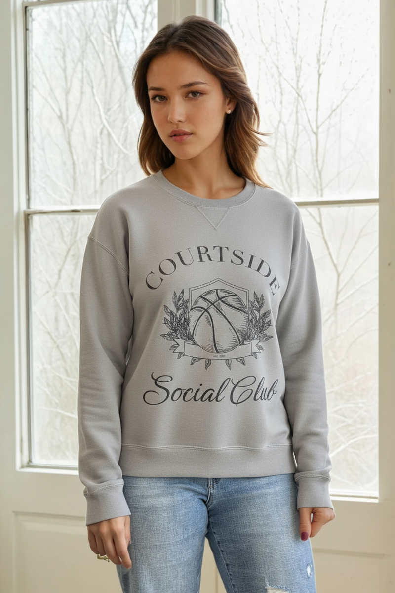 Courtside Social Club Garment Dyed Crew - Grey/Black