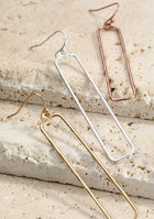 Hammered Open Rectangle Earring