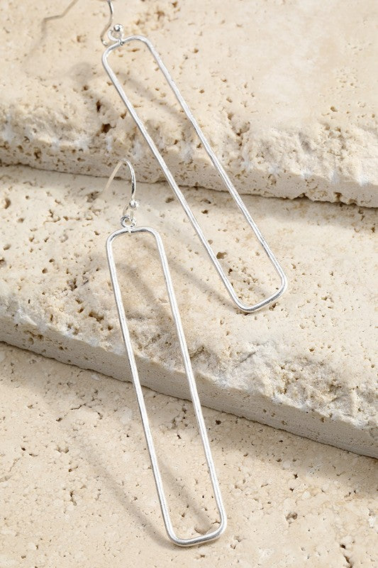 Hammered Open Rectangle Earring