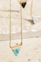 Brass and Stone Triangle Necklace