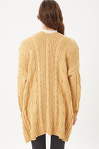Chenille Cable Knit Cardigan-Honey