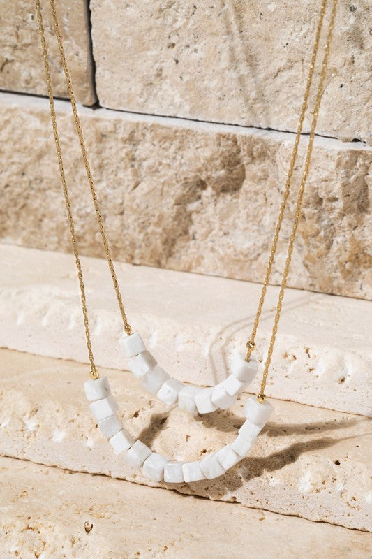 Double Layer Cube Stone Necklace