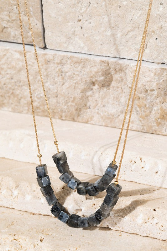 Double Layer Cube Stone Necklace