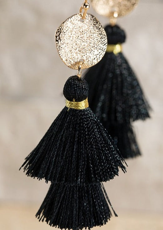 Disc and Tassel Earrings