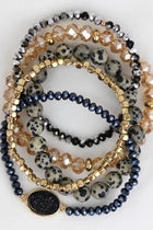 Dalmation Stone & Crystal Bracelet Set