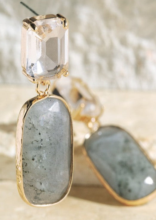 Natural Stone Glass Earrings