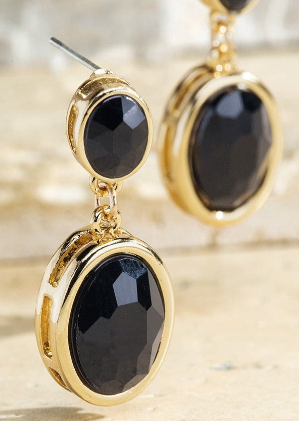 Double Glass Stone Drop Earrings