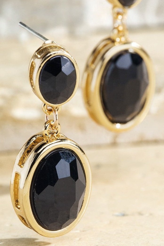 Double Glass Stone Drop Earrings