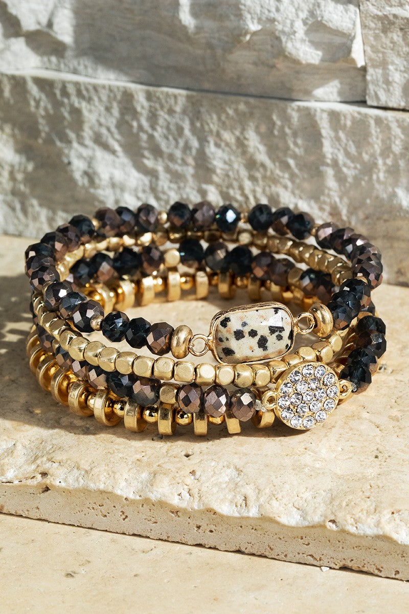 Brass & Glass Multi Bracelet