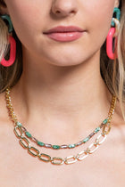 Layered Link Chain & Beaded Necklace