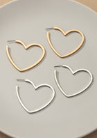 Heart Shape Hoop Earrings - 2 Colors
