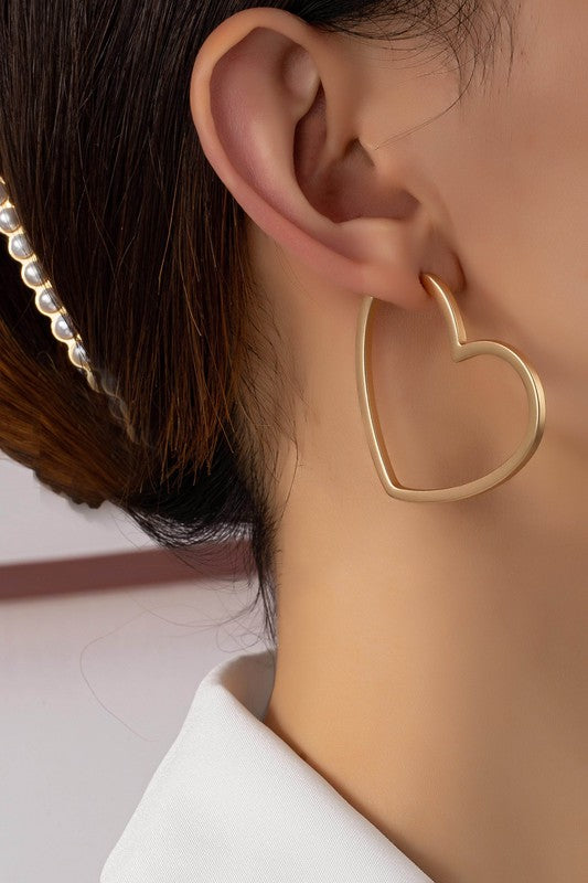Heart Shape Hoop Earrings - 2 Colors