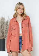 French Terry Vintage Shacket - Rust