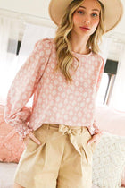 Geometric Floral Print Blouse