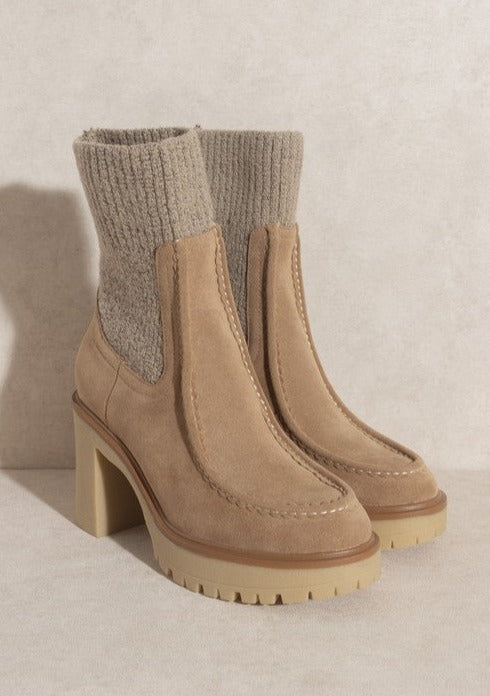 Platform Sweater Boot - Khaki