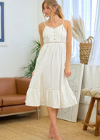 Pintuck Cotton Midi-Off White