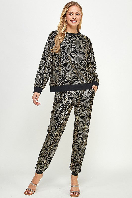 Sequin Velvet Joggers