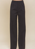 Solid Flare Trousers - Black