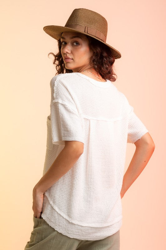 Waffle Knit Tee - White