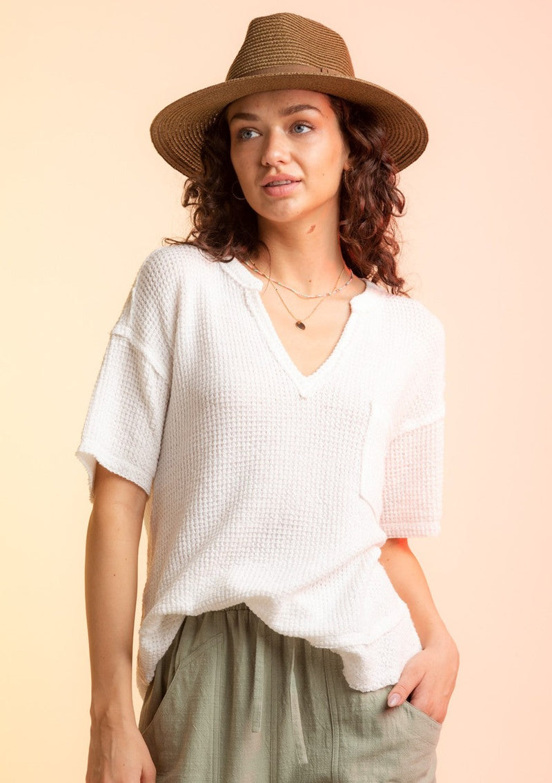 Waffle Knit Tee - White