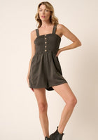 Button Front Smocked Romper