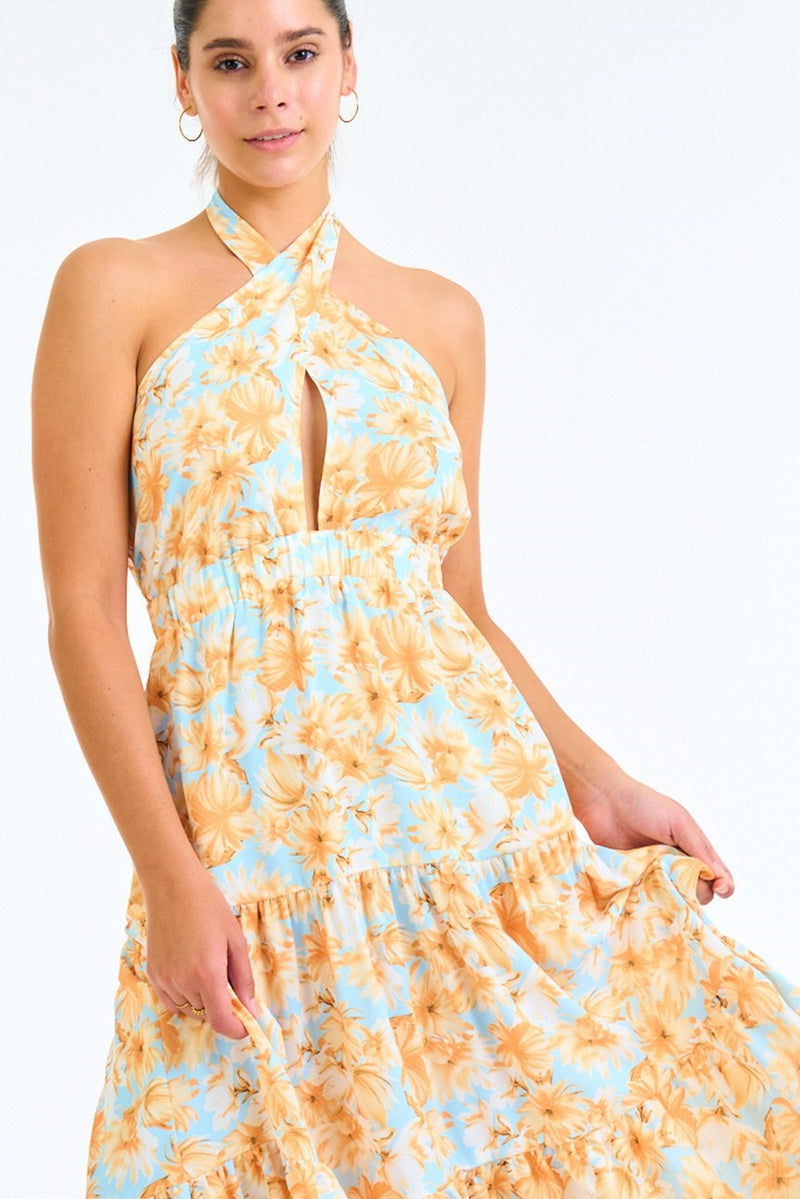 Floral Halter Midi Dress