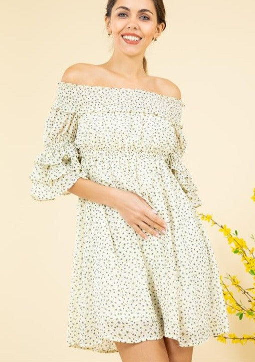 Off Shoulder Dainty Floral Dress