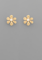 Two Tone Flower Earrings - Gold