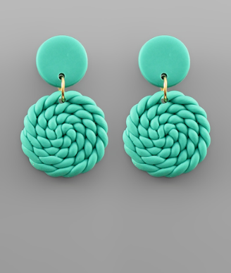Knitted Clay Earrings-Various Colors