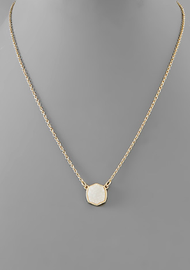 Druzy Hexagon Necklace - White