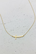 Curved Cross Necklace - Gold