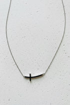 Curved Cross Necklace - Silver