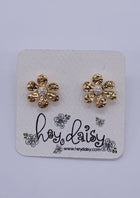Two Tone Flower Earrings - Gold