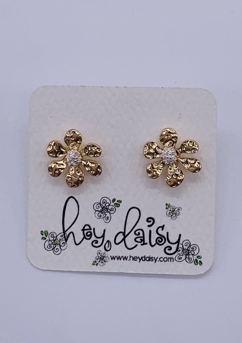 Two Tone Flower Earrings - Gold