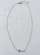 Curved Cross Necklace - Silver