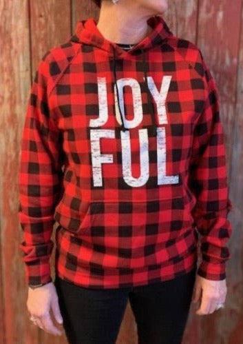 Joyful Hoodie-Buffalo Plaid