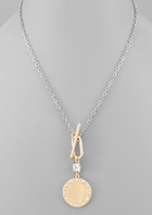 Crystal Edge Disk Toggle Necklace